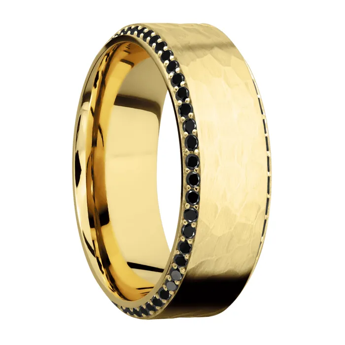 Lashbrook 14K Yellow Gold Band with Black Diamonds Rings Lashbrook 14K Yellow Gold Band with Black Diamonds Rings