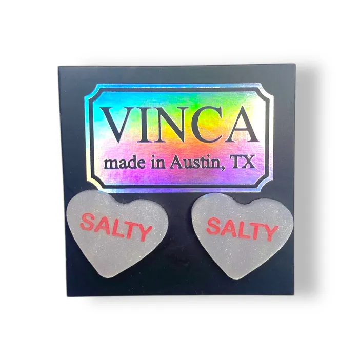 Last Chance Salty Candy Heart Earrings VincaUSA Earrings