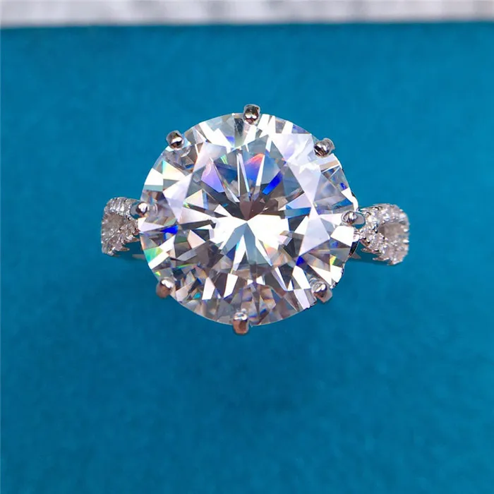 Leyloon Jewelry 6 Carat Round Cut Moissanite Ring 8 Prong Pinched Split Shank Certified VVS D Color Rings Leyloon Jewelry 6 Carat Round Cut Moissanite Ring 8 Prong Pinched Split Shank Certified VVS D Color Rings