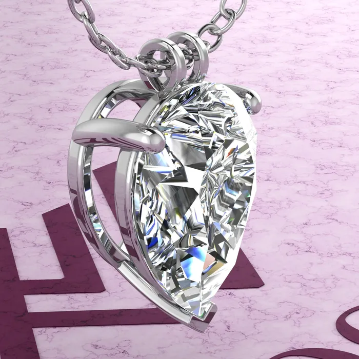 Leyloon Jewelry Necklaces 8 CT Pear Cut Solitaire Basket Moissanite Necklace D Color