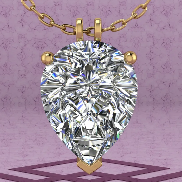 Leyloon Jewelry Necklaces 8 CT Pear Cut Solitaire Basket Moissanite Necklace D Color
