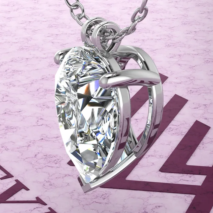Leyloon Jewelry Necklaces 8 CT Pear Cut Solitaire Basket Moissanite Necklace D Color
