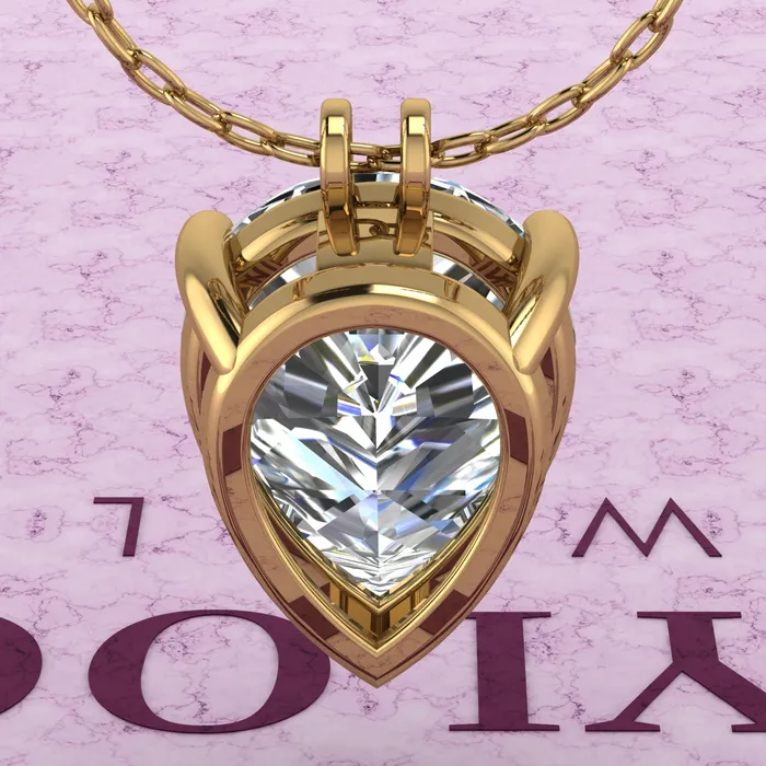 Leyloon Jewelry Necklaces 8 CT Pear Cut Solitaire Basket Moissanite Necklace D Color