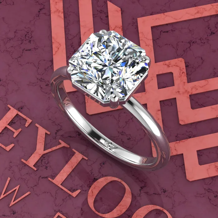 Leyloon Jewelry Rings 35 Carat Square Radiant Cut 4 Prong Solitaire D Color Basket Moissanite Ring
