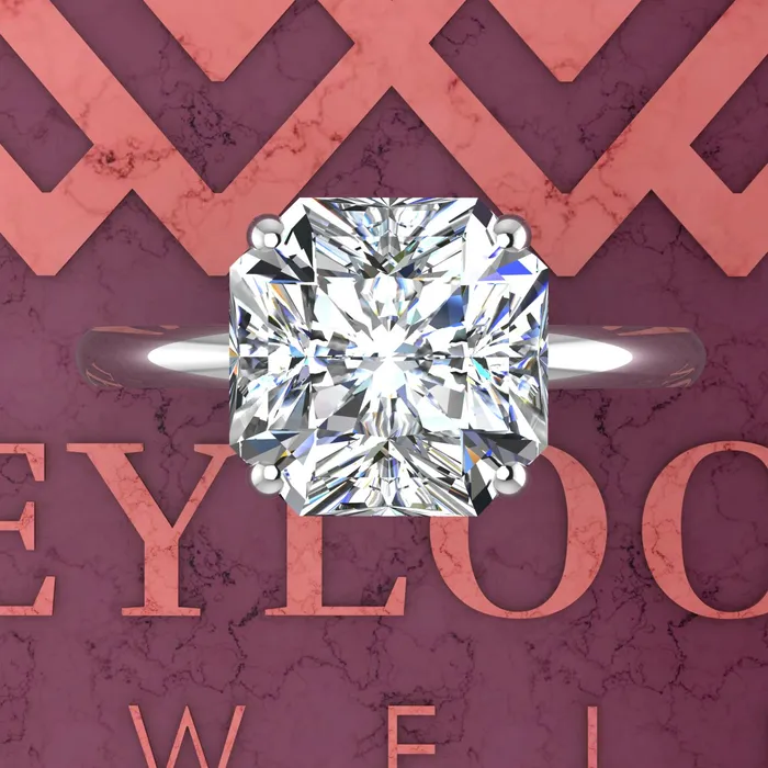Leyloon Jewelry Rings 35 Carat Square Radiant Cut 4 Prong Solitaire D Color Basket Moissanite Ring