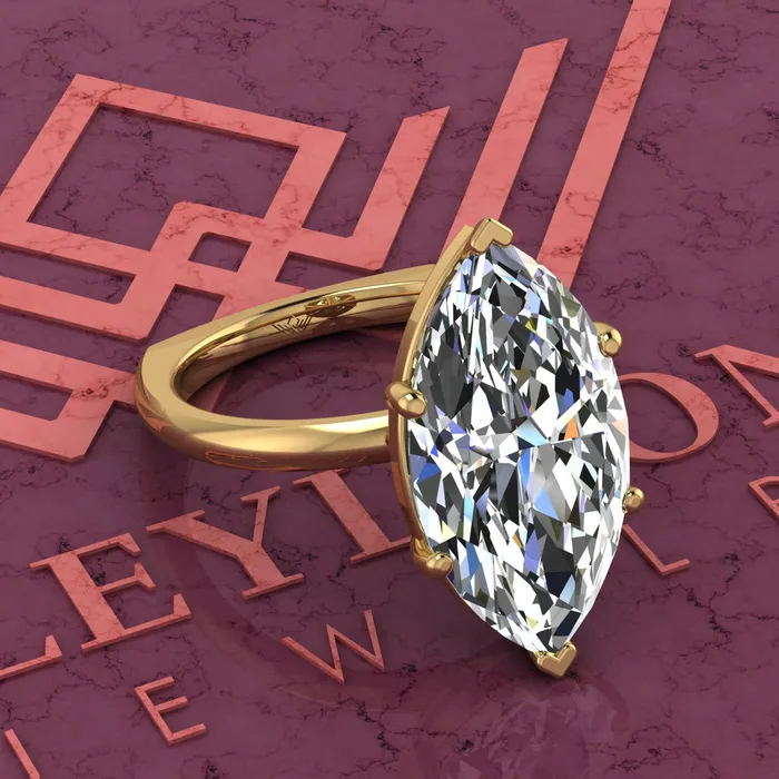 Leyloon Jewelry Rings 5 Carat Marquise Cut 6 Prongs Solitaire Euro Shank D Color Basket Moissanite Ring