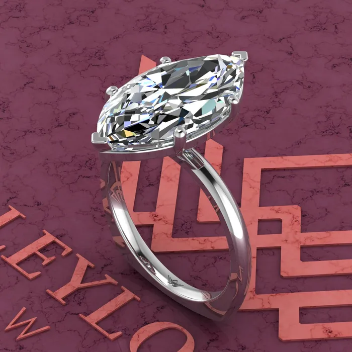 Leyloon Jewelry Rings 5 Carat Marquise Cut 6 Prongs Solitaire Euro Shank D Color Basket Moissanite Ring