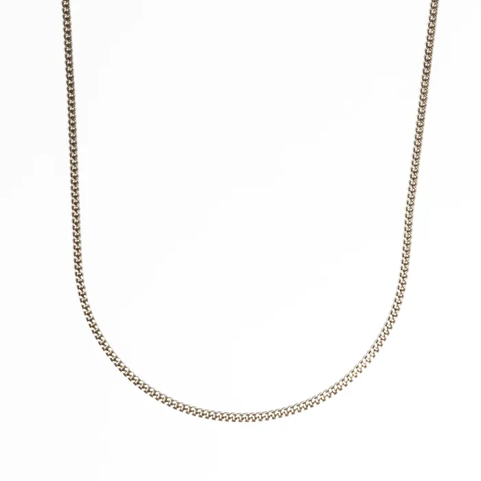 LOUPN Necklaces Thin Cuban Chain Necklace Sterling Silver 35 mm