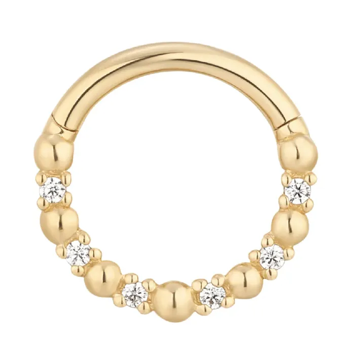 Love is Love Hinge Ring Clicker in Gold with CZs Buddha Jewelry Organics Rings