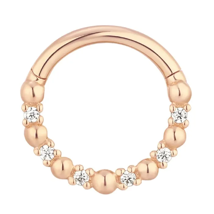 Love is Love Hinge Ring Clicker in Gold with CZs Buddha Jewelry Organics Rings