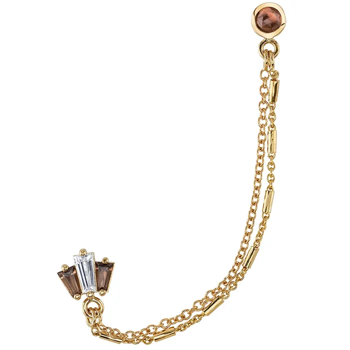 Lumen Dual End in Gold with Smoky Quartz Morganite Body Vision BVLA Earrings Lumen Dual End in Gold with Smoky Quartz Morganite Body Vision BVLA Earrings