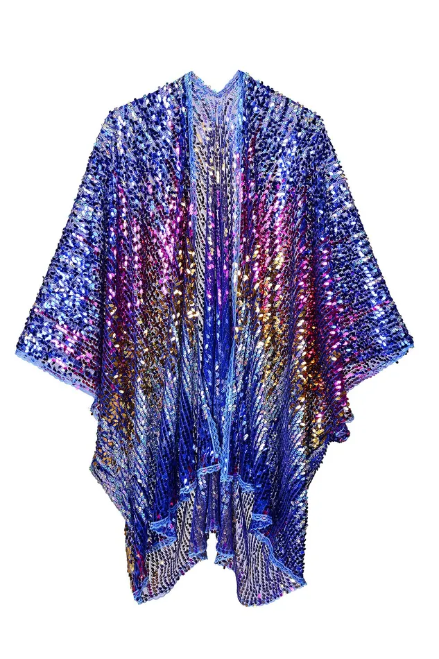 lumishopusa Rings Disco Sequin Kimono Royal Blue