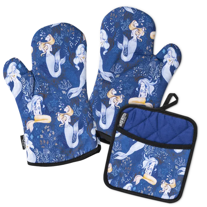 Magical Mermaid Oven Mitts And Potholder Set Oven Mitts Co Rings