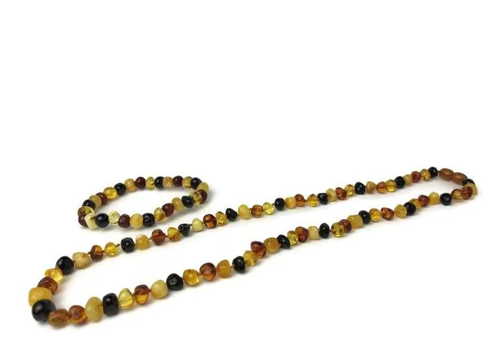 MB Bracelets Polished Multi 21 Inch SET with 7 8 bracelet Baltic Amber Necklace