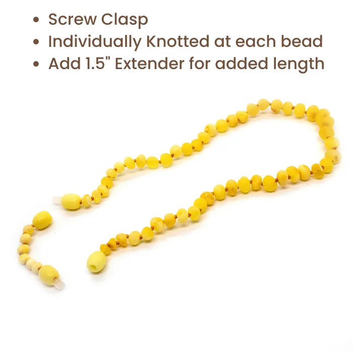 MB Necklaces Raw Milk Baltic Amber Necklace for Baby Infant Toddler Big Kid