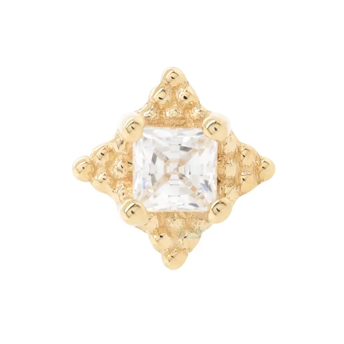 Mini Kandy Nostril Screw in Gold with PrincessCut White CZ Body Vision BVLA Earrings