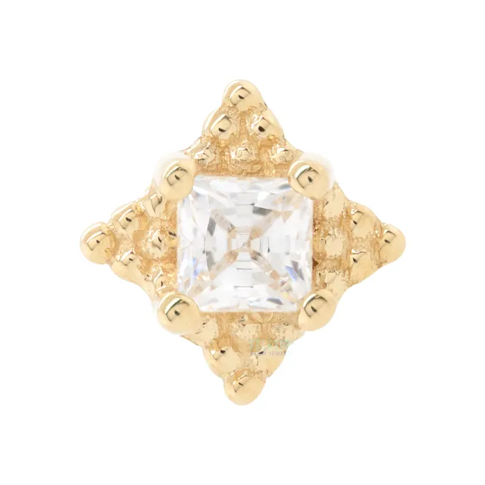 Mini Kandy Threaded End in Gold with PrincessCut White CZ Body Vision BVLA Earrings Mini Kandy Threaded End in Gold with PrincessCut White CZ Body Vision BVLA Earrings