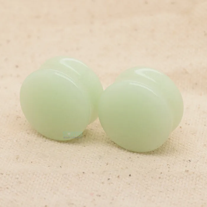 Misc Earrings DoubleFlared Plugs Green Glow in the Dark 34