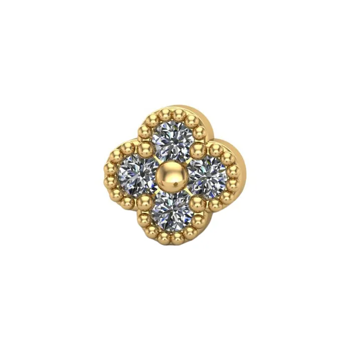 Mushroom Body Jewelry mushroom Earrings Small Clover Threaded End in Gold