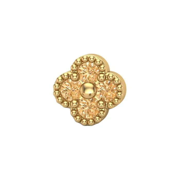 Mushroom Body Jewelry mushroom Earrings Small Clover Threaded End in Gold
