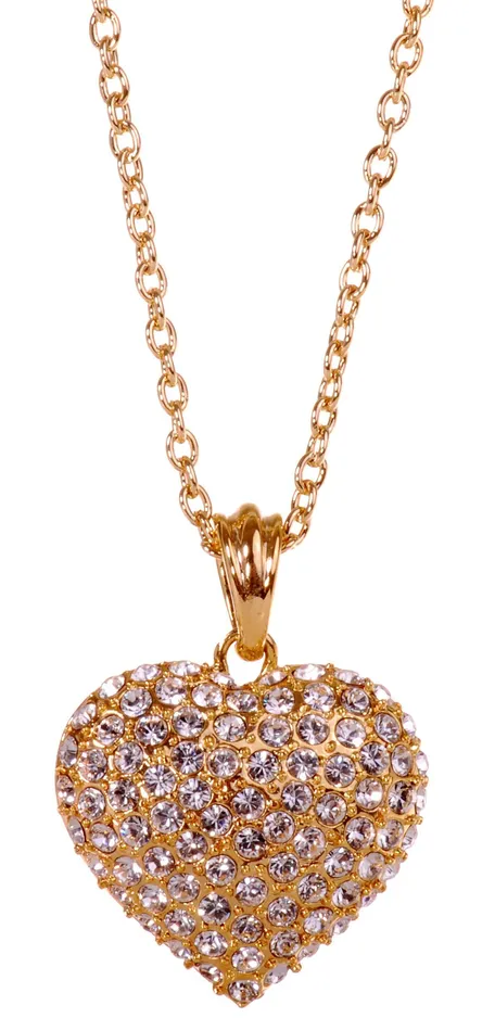 N7117 18K Gold Swarovski Heart Pendant Necklace Gold Red Necklaces