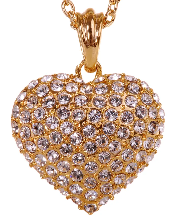 N7117 18K Gold Swarovski Heart Pendant Necklace Gold Red Necklaces