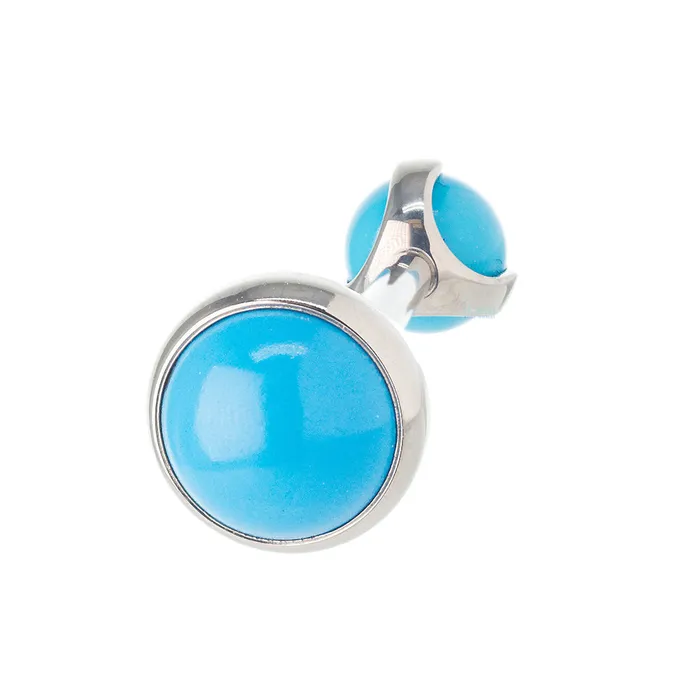 Natural Stone Cabochon Ball in Prongs Tongue Barbell Industrial Strength IS Earrings