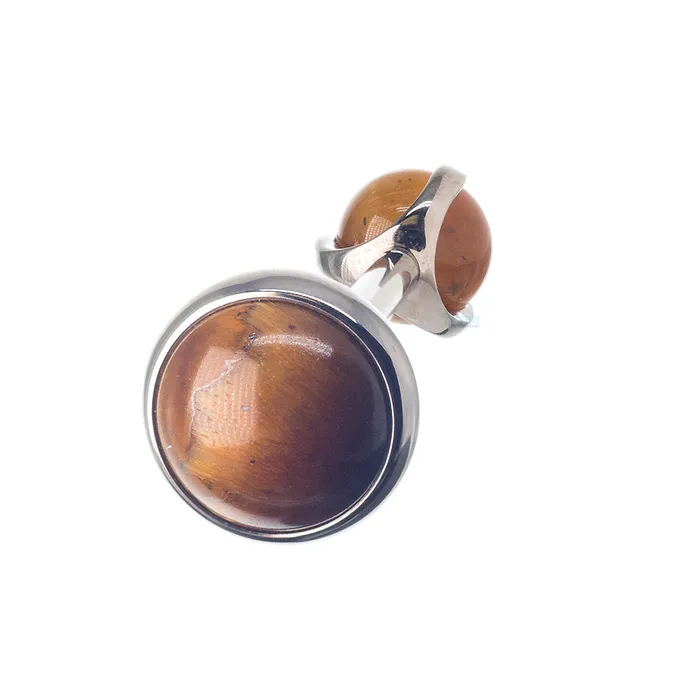 Natural Stone Cabochon Ball in Prongs Tongue Barbell Industrial Strength IS Earrings
