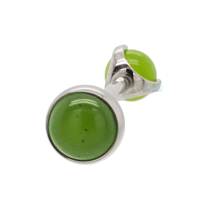 Natural Stone Cabochon Ball in Prongs Tongue Barbell Industrial Strength IS Earrings