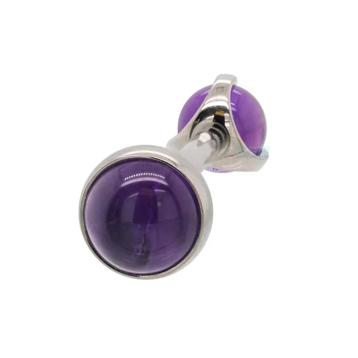 Natural Stone Cabochon Ball in Prongs Tongue Barbell Industrial Strength IS Earrings