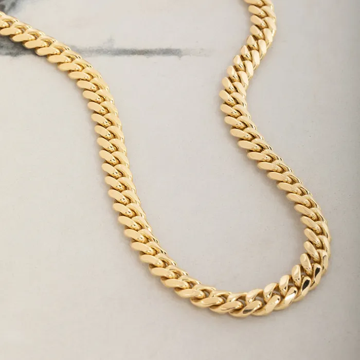 Necklaces 7mm Miami Cuban Link Chain 14k Yellow Gold Proclamation Jewelry