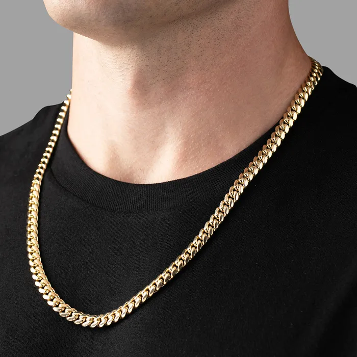 Necklaces 7mm Miami Cuban Link Chain 14k Yellow Gold Proclamation Jewelry