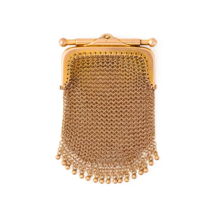 Necklaces Antique Victorian 9k Gold Mesh Purse Pendant
