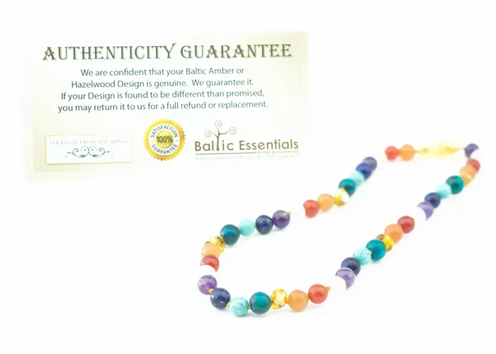 Necklaces Baltic Essentials Baltic Amber Teen Adult 17 19 22 inch Necklace Rainbow Honey Amber SemiPrecious