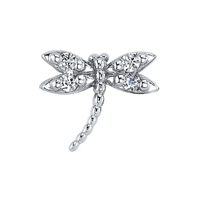 Necklaces Body Vision BVLA Damselfly Threaded End in Gold with White Sapphires Necklaces Body Vision BVLA Damselfly Threaded End in Gold with White Sapphires