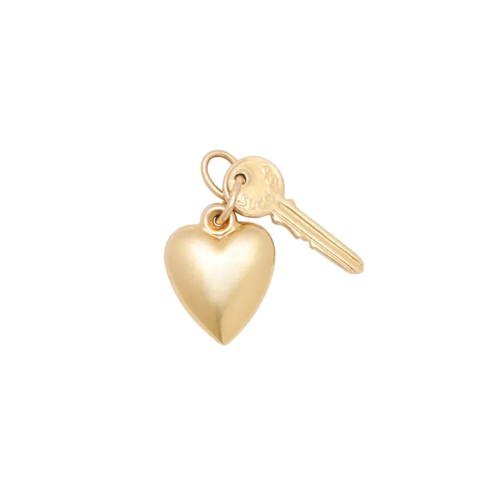 Necklaces Heart And Key 14k Gold Charm Vintage