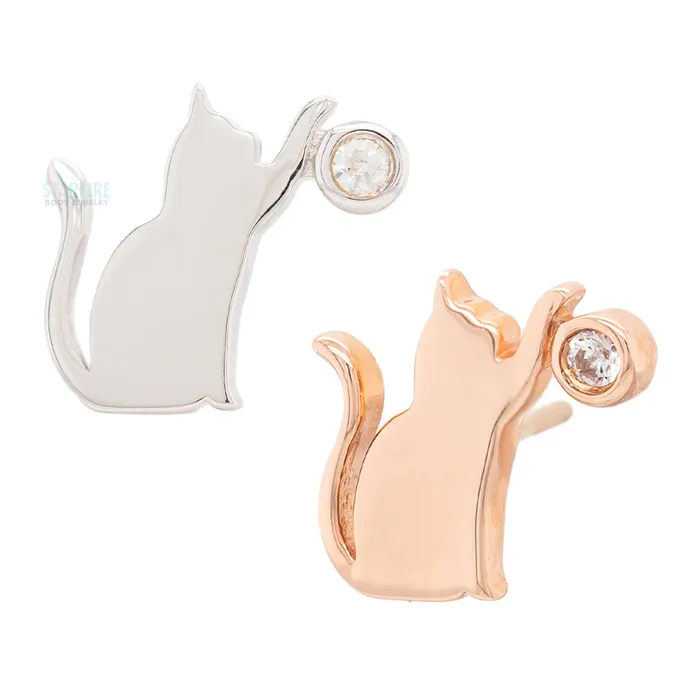 Necklaces Junipurr Jewelry threadless Cat Laser End in Gold with CZ