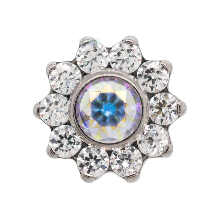 Necklaces Odyssey Flower with Faceted Gem on Flatback custom color combos Industrial Strength IS