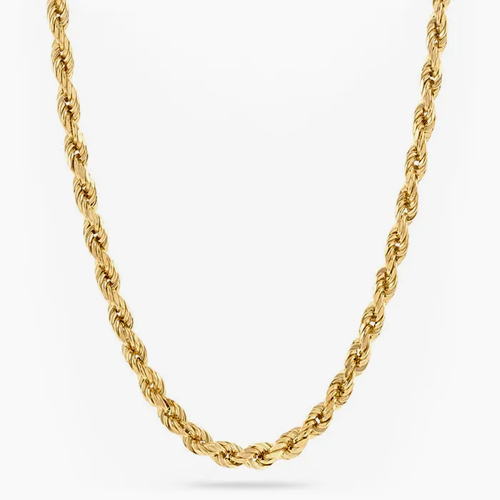 Necklaces Proclamation Jewelry 4mm Diamond Cut Rope Chain 14k Yellow Gold