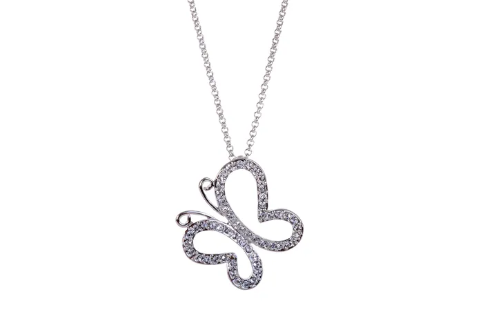 Necklaces Red N7115 Swarovski Crystal Butterfly Pendant Necklace with Rhodium Plating