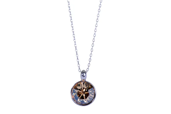 Necklaces Red N7170 Brilliant Round Champagne Swarovski Crystal Elements Rhodium Plated Pendant Necklace Necklaces Red N7170 Brilliant Round Champagne Swarovski Crystal Elements Rhodium Plated Pendant Necklace