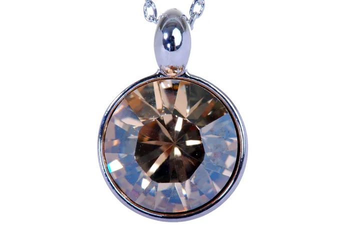 Necklaces Red N7170 Brilliant Round Champagne Swarovski Crystal Elements Rhodium Plated Pendant Necklace Necklaces Red N7170 Brilliant Round Champagne Swarovski Crystal Elements Rhodium Plated Pendant Necklace