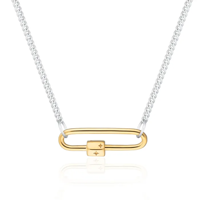 Necklaces Scream Pretty Mixed Metal Long Link Carabiner Curb Chain Necklace