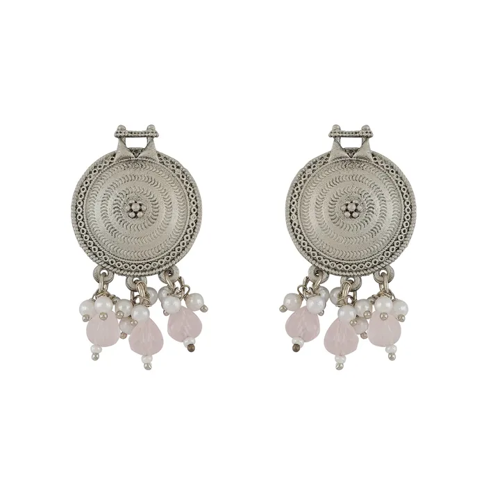 Necklaces Teejh Cera Silver Oxidised Pastel Pink Necklace Set Teejh