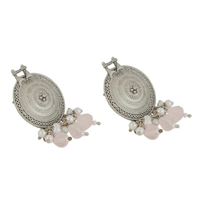 Necklaces Teejh Cera Silver Oxidised Pastel Pink Necklace Set Teejh