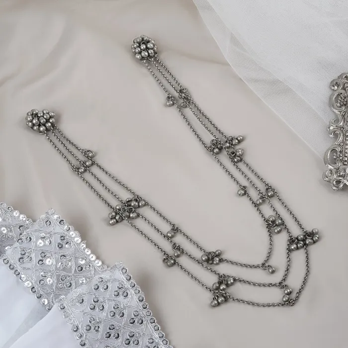 Necklaces Teejh Nazaha Silver Oxidised Ghungroo Earring Necklace Teejh