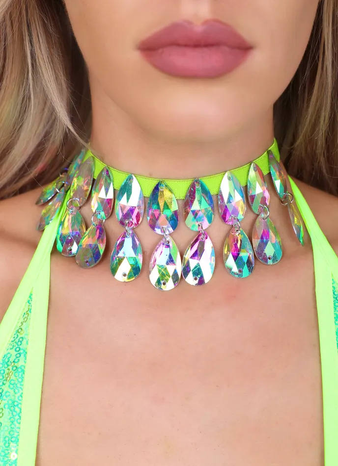 Necklaces THE LUMI SHOP Green Iridescent Gem Necklace Necklaces THE LUMI SHOP Green Iridescent Gem Necklace