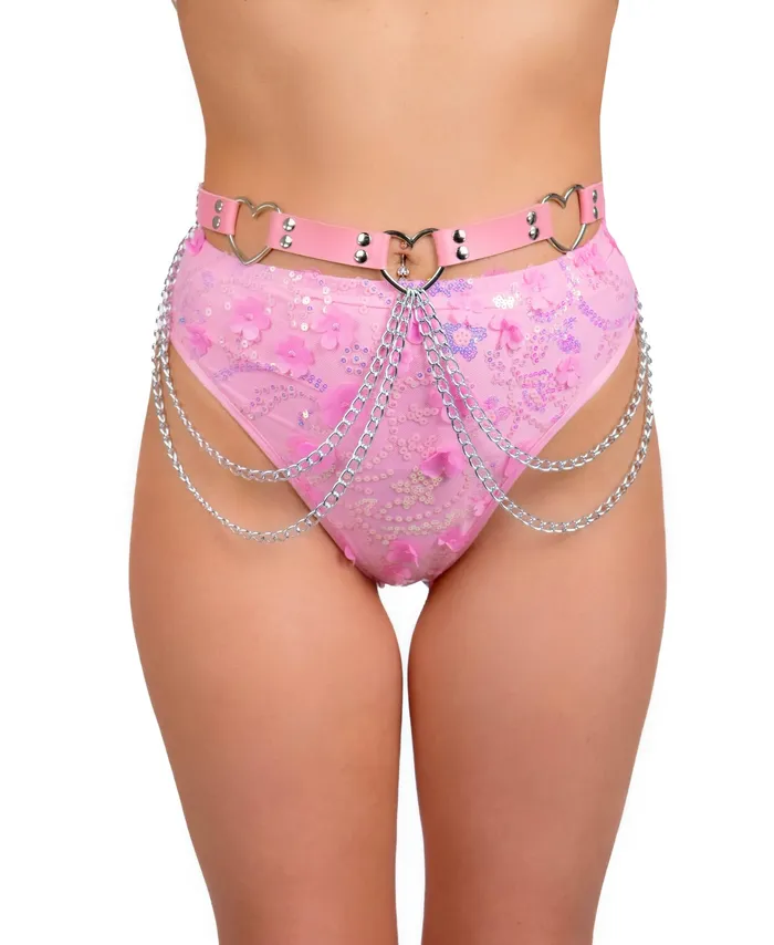 Necklaces THE LUMi SHOP Pink Heart Vegan Leather Harness Belt