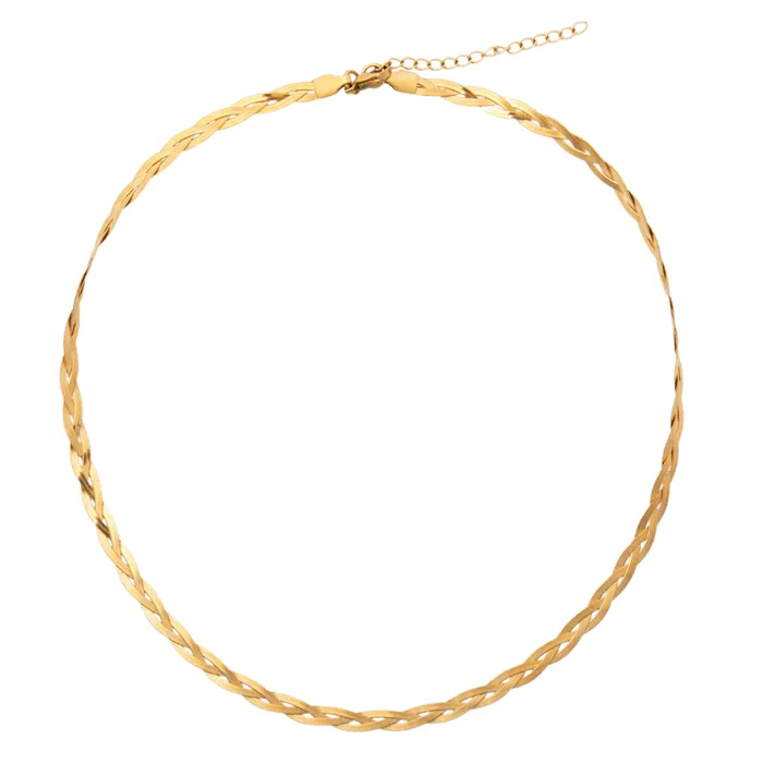 Necklaces Vesna Braided Herringbone Chain Necklace Ellie Vail