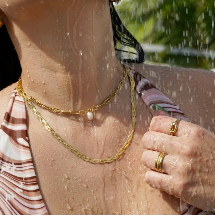 Necklaces Vesna Braided Herringbone Chain Necklace Ellie Vail